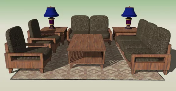 Kitchen Round Dining Table Chair 3d model