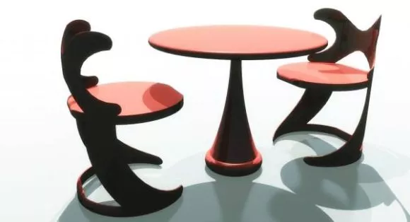 European Dining Table Set 3d model