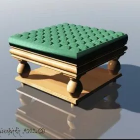 Vintage Furniture Ottoman Tufted Top 3d model