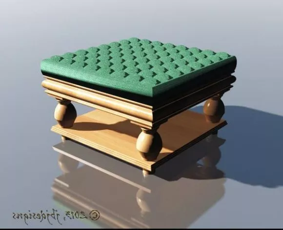 Vintage Furniture Ottoman Tufted Top 3d model Vintage Furniture Ottoman Tufted Top 3d model