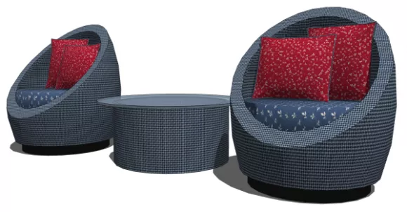 Rattan Outdoor Furniture With Lamp 3d model