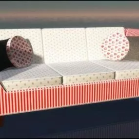 Vintage Textile Sofa Furniture 3d model