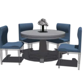 Furniture Table With 4 Chairs 3d model