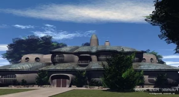 Modern Architecture Building House On Hill 3d model