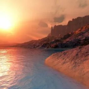 Beach Sunset Terrain Landscape 3d model