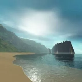 Mountain Beach Terrain Landscape 3d model