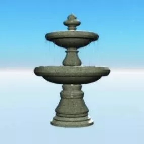 Garden Fountain With Water 3d model