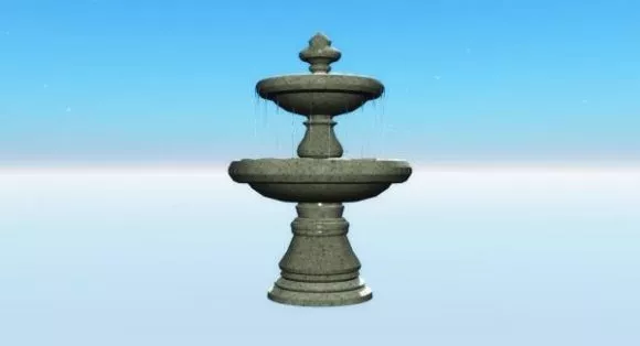 Garden Fountain With Water 3d model Garden Fountain With Water 3d model