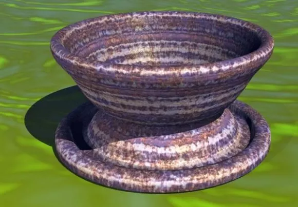 Small Concrete Vase With Plant Leaf 3d model