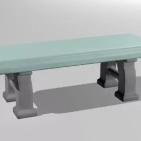 Garden Bench Stone Material 3d model