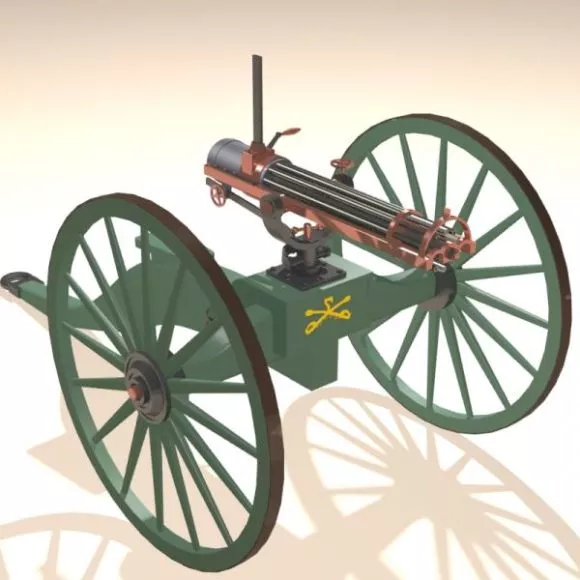 Vintage Artillery Gatling Gun 3d model Vintage Artillery Gatling Gun 3d model