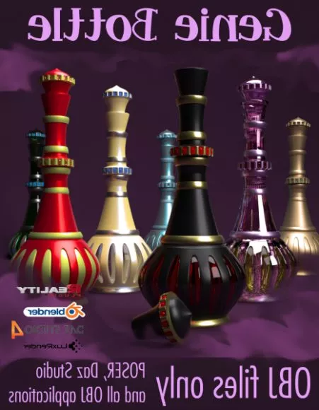 White Vase, Black Bottle, Bathroom Set 3d model