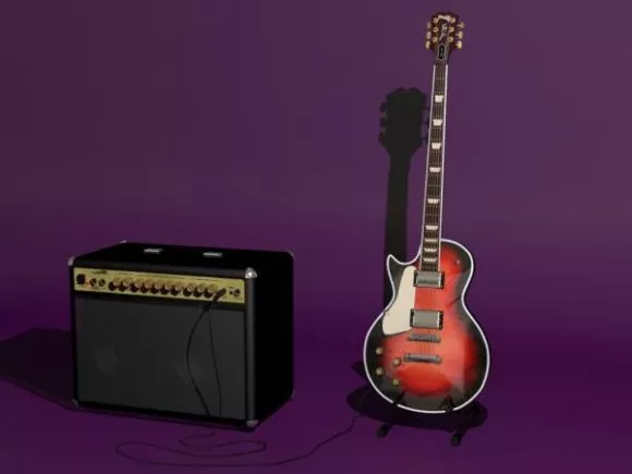 Gibson Electric Guitar With Amp 3d model Gibson Electric Guitar With Amp 3d model