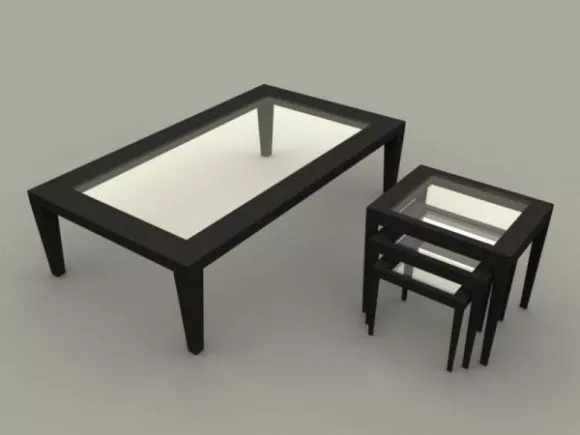 Short Console Table Asian Style 3d model