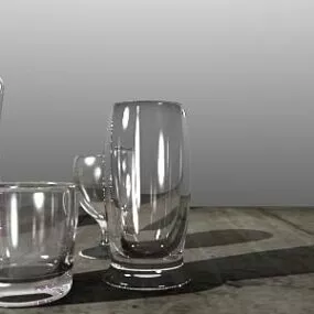 Glasses And Bottle Set 3d model