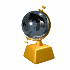 School Globe With Golden Stand 3d model