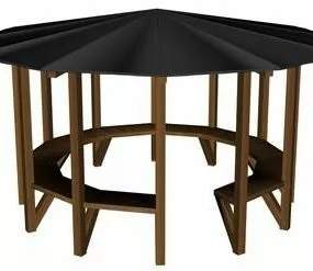 Outdoor Pavilion Building With Bench 3d model