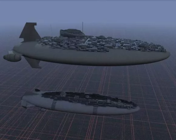 Futuristic Aircraft Two Wings With Weapon 3d model