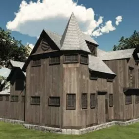 Country Wood Barn House 3d model