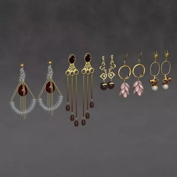 Silver Gold Little Earring Jewelry Set 3d model