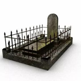 Stone Grave With Fence 3d model