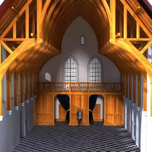 Modern Work Table With Equipment In Room 3d model