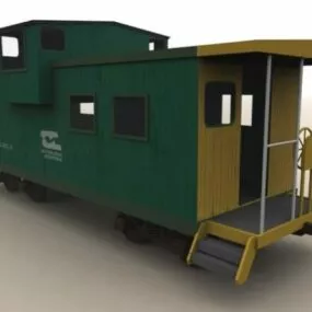 Green Train Caboose 3d model