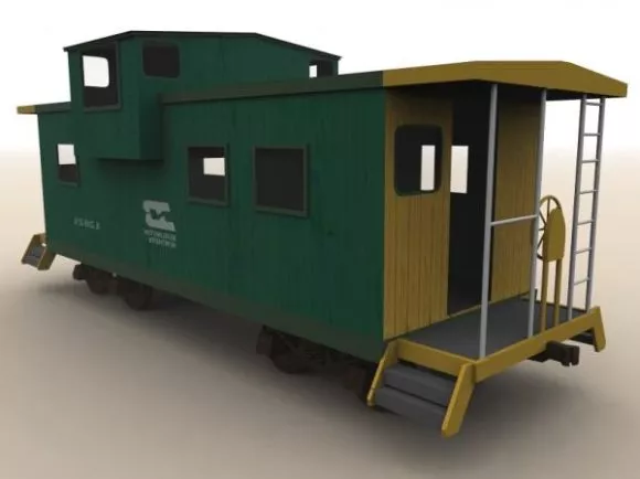 Green Train Caboose 3d model Green Train Caboose 3d model