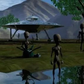 Alien Character With Spacecraft 3d model