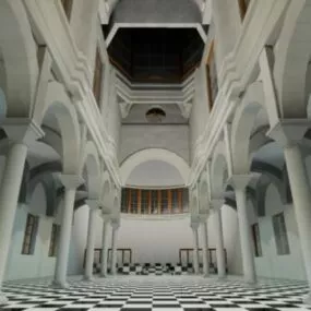 European Hall Ancient Building 3d model