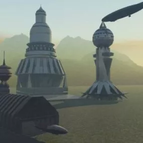 Hangar Station Futuristic Building 3d model
