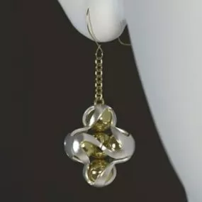 Elegant Gold Earrings With Pearl Jewelry 3d model
