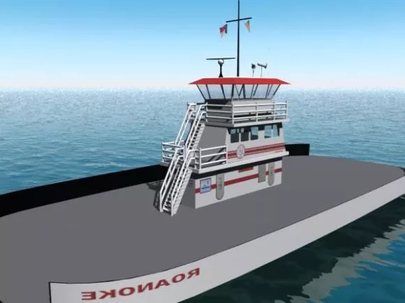 Ferry Boat On River 3d model