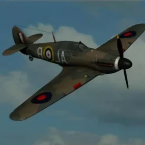 Ww2 Vintage Aircraft Hawker Hurricane 3d model
