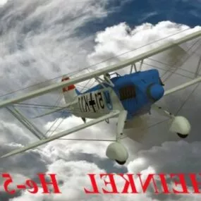 Vintage Fighter Aircraft Heinkel He51 3d model