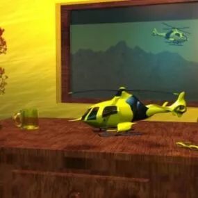 Helicopter Toy On Table 3d model