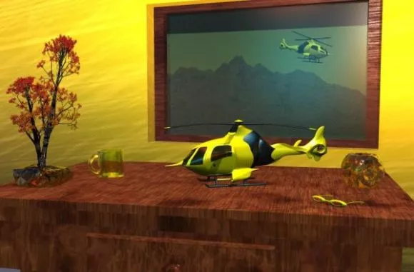 Helicopter Toy On Table 3d model Helicopter Toy On Table 3d model