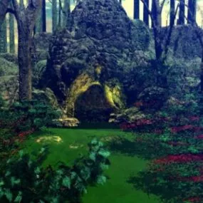 Hidden Cave In Forest Landscape 3d model