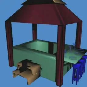 Outdoor Bathroom Hot Tub 3d model