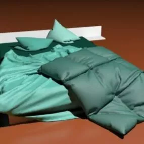Bed With Realistic Blanket 3d model