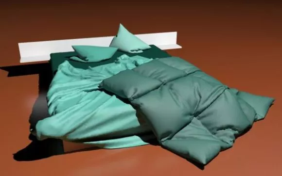 Bed With Realistic Blanket 3d model Bed With Realistic Blanket 3d model