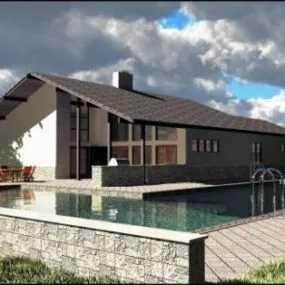 Modern Roof House Building 3d model