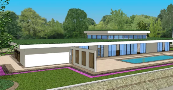 Pavilion Building With Pathway Structure 3d model