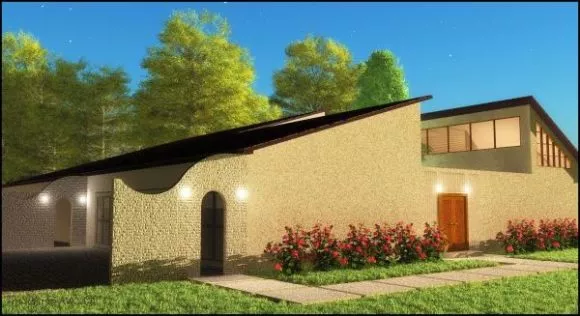 Villa House With Chimney 3d model