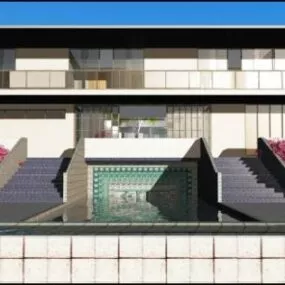 Modern Glass House Contemporary 3d model