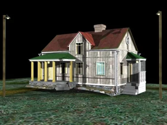 Log House On River 3d model