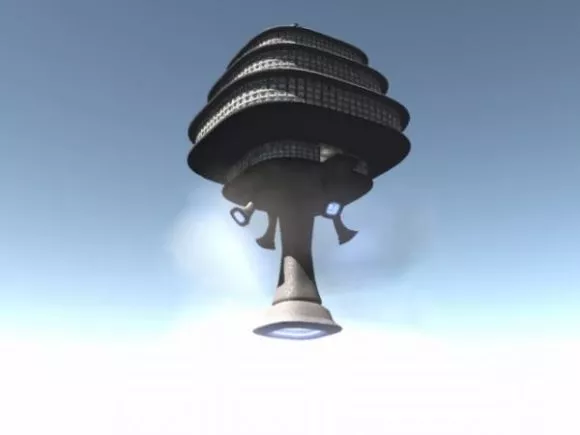 Scifi Station Sphere With Wings 3d model
