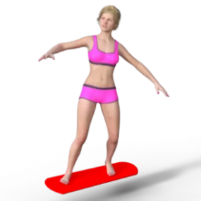 Hoverboard With Bikini Girl 3d model