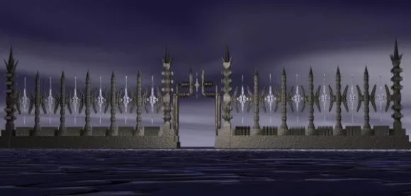 Simple Iron Column Fence With Decorative 3d model