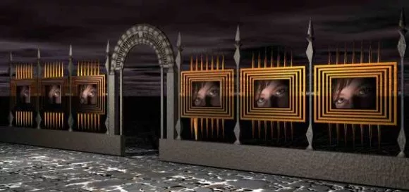 Iron Fence Curved Bottom 3d model